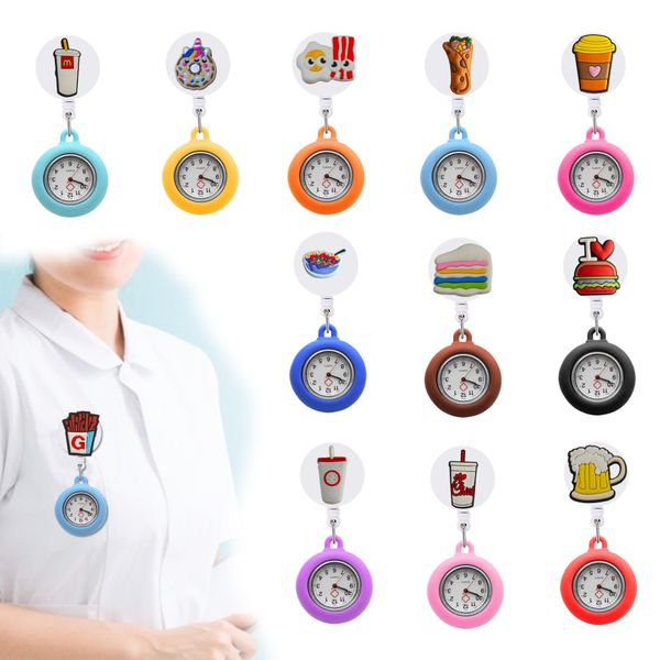 Pocket Watch Chain Food Clip Watches Schwesterglow Zeiger im dunklen Brosche Pin-on-FOB für medizinische Arbeiter Sile Drop Lieferung OT492