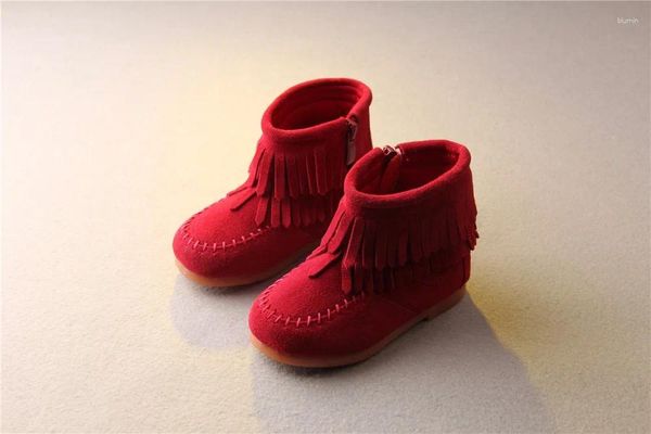 Stiefel Kinderschuhe Mutter Kinder Winter Leder Fransen Girl Mode -Knöchel Reißverkauf Ganzer Verkauf