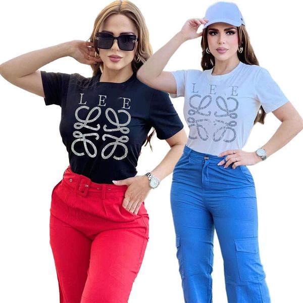 Frauen T-Shirt-Designerin Frauenkleidung Diamant T-Shirt 2024 Sommer reines Baumwoll-Verkaufsmuster Beliebtes Modebrötz