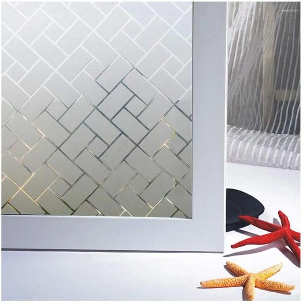 Adesivos de janela Luckyyj Privacy Film não adesivo Adesivo de vidro fosco Decoração anti-UV para banheiro da porta do chuveiro janelas do escritório