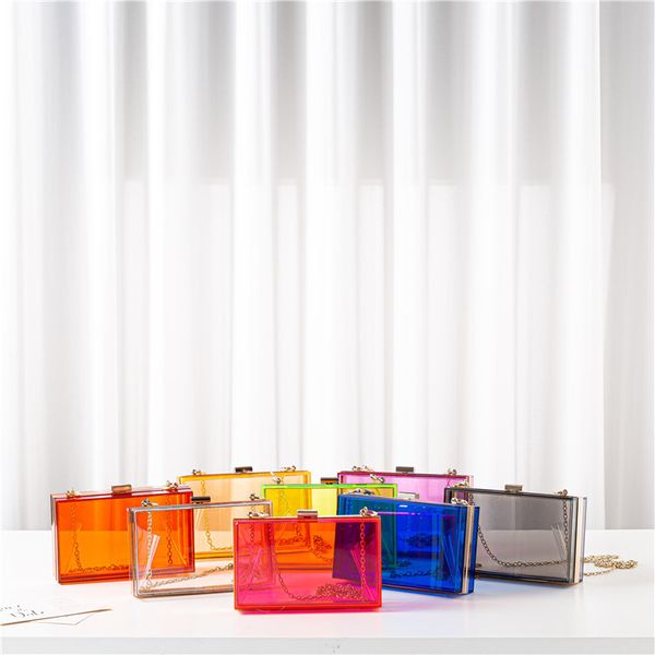 Heiße Style Dinner -Tasche transparente Acryl -Taschen -Kette Crossbody Box -Tasche Kleine Quadratbeutel Clutch Bag Female Fabrik Direktverkauf