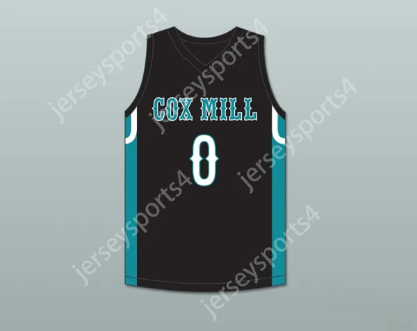 Nome personalizado Nome juvenil/crianças Wendell Moore Jr 0 Cox Mill High School Chargers Black Basketball Jersey 1 Stitched S-6xl