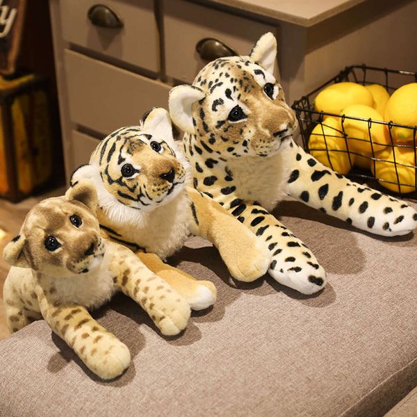 39cm adorável leão tigre leopardo luxuoso bonecas fofas de simulação recheadas macias reais como brinquedos animais infantis para crianças um presente de decoração