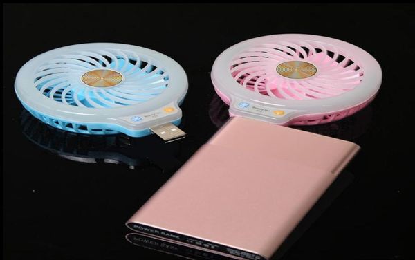 mini tragbarer USB -LED -Fan kleiner Lüfter mit Selfie Fillin LED LED Night Light Pocket USB -Lüfter ohne Batterie für Power Bank Multi5787331