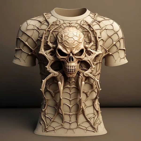 Schädel -T -Shirts für Männer 3D Spider Print Street Designer Herren Kleidung täglich lässige Kurzärmelen Lose übergroße Sweatshirt 240509