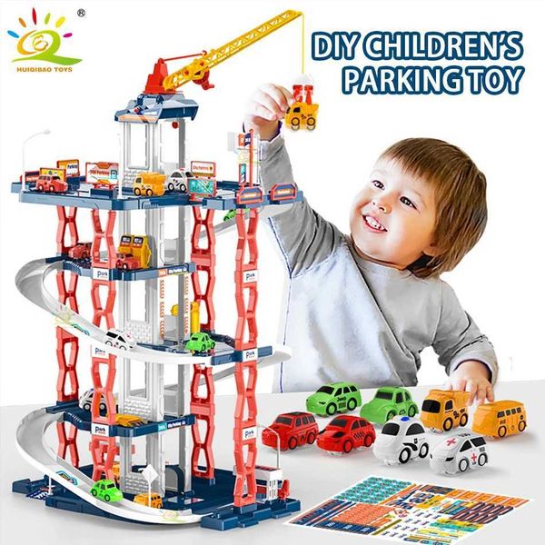 Diecast Model Cars DIY Childrens Parking Lot Toy City Parking Lot Lot Building Multi Story Slot Slot Garage Toy Childrens Boy Gift WX