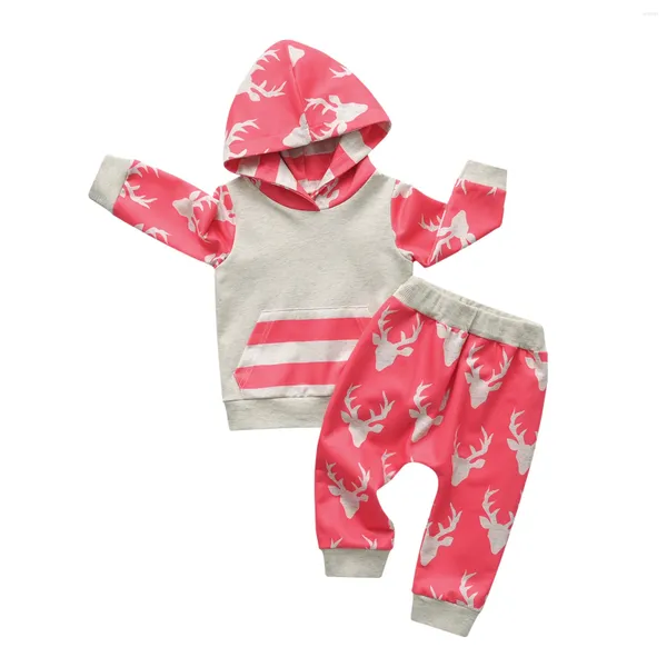 Kleidungsstücke Trend Kleinkind Girls Frühling Herbst Herbst Hoodie Top gedruckte Hosen 2PCS Sportanzug für 1-2 Jahre