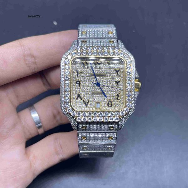 Uomini guardano con il diamante Ultimo maschile The Diamond Watch Big Diamond Popular Shiny Watch Gold 55Qg