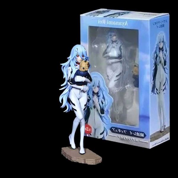 Action Toy Figures Girl dai capelli blu che tiene il piccolo anime figura lunghi capelli lunghi giocattoli figura d'azione per bambini regalo da collezione da collezione Y240516