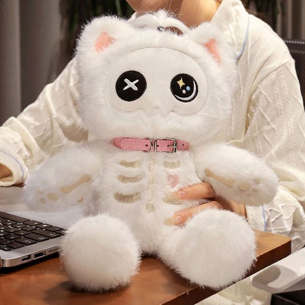 Plüsch schwarzer Schädel für Kinder gefüllt Kawaii Plushie White Kitty Toys süße Katzen Puppe Beste Geschenke Geburtstag