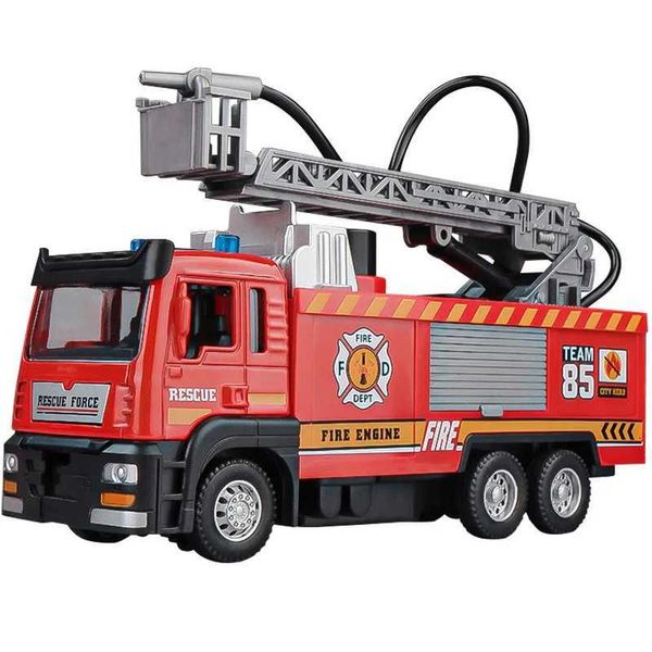 Modelo Diecast Model Cars Ligante Modelo de caminhão de escada para crianças e adultos Malhados de bombeiros Trator com iluminação e engenheiro de música Série de veículos Modelo WX932415