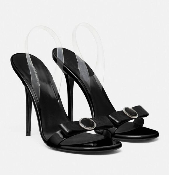 Новый роскошный дизайнер Джанни лента Женский сандал Sandal Shoes White Black Pink Slingback Braps Bow Syletto Heel Lady Bridal Wedding Элегантная пешеходная сандалийская обувь высокого каблука