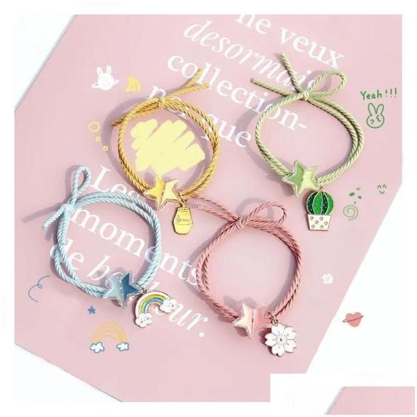 Bragle Love Legatura dei capelli Bracciale elastico Bracciale Donne Coppia Ring Cine Giappone Rope Simple Temperament Tiete Offrite Coperte Drop De Dhzhz