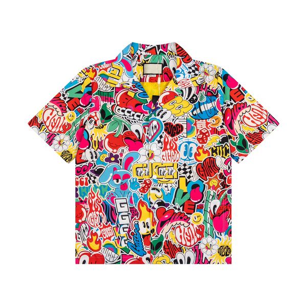 Herren Casual Beach Shirts Herren Sommer Kurzarm Seiden Bowling Hemd Man Strickjacke Bluse Mode Hawaii Blumendruck Luxus -Designer -Hemd und A18