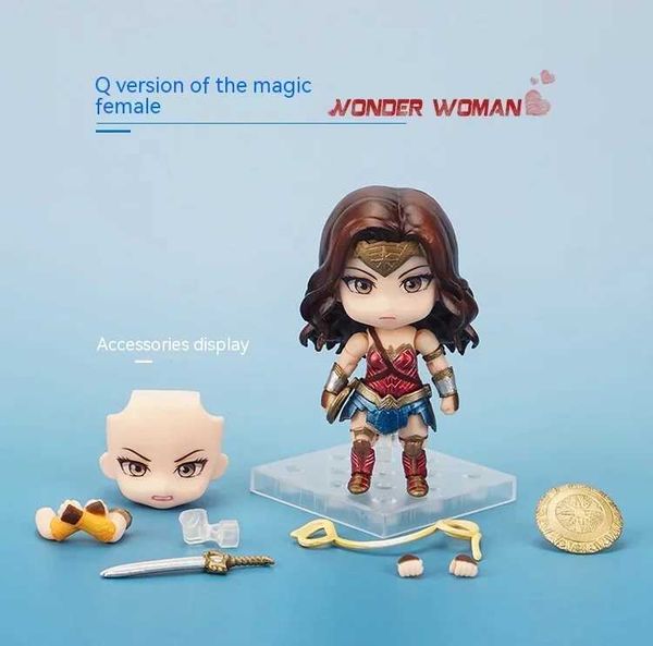 Action Toy Figuren Neue Q-Version DC Comics GSC Clay Justice League 818 Wonder Woman Diana kann die Gesichtsmodelle Action Charakter Allianz Modelle S2451536 ändern