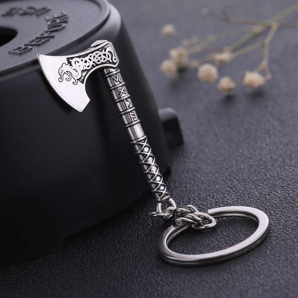 Valknut Triquetra Axt Anhänger Keychain Männer Frauen Vintage Keyring Kompass Celtics Knot Wicca Viking Schmuck für Tasche