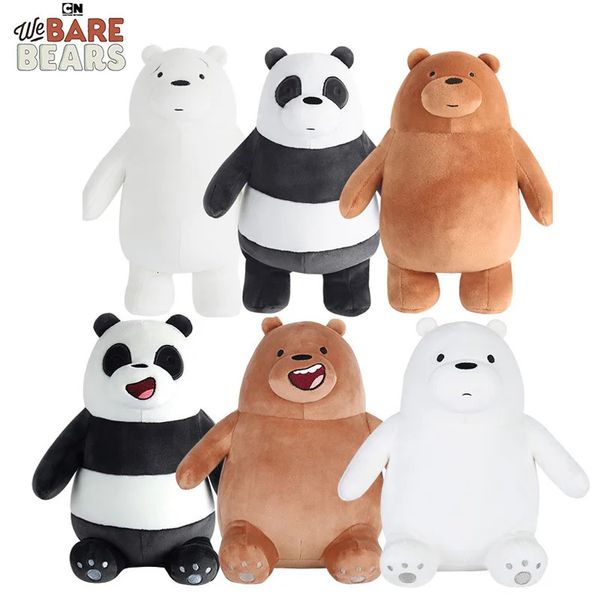 Wir bloße Bären Plüschspielzeug sitzen gegen stehende Grizzly Panda Bären Cartoon Stofftiere Spielzeug Puppe für Kindergeschenk 240515