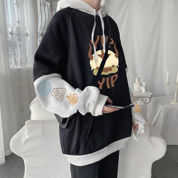 Con cappuccio da donna con cappuccio da donna kawaii anime avatar L'ultimo airbender Appa Cartoon Stampa unisex harajuku Streetwear pile inverno manica lunga manica casual