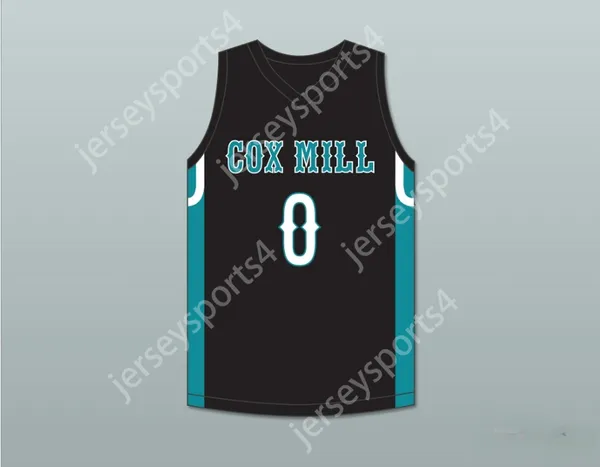 Juventude/crianças personalizadas Wendell Moore Jr 0 Cox Mill High School Chargers Black Basketball Jersey 2 Stitched S-6xl