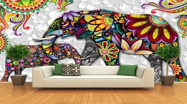 Documenti a parete 3d Home Decor Thailandia Elefant Murale Mural Paperpace per soggiorno Sfondo TV da letto Papel de Parede 3D19269200