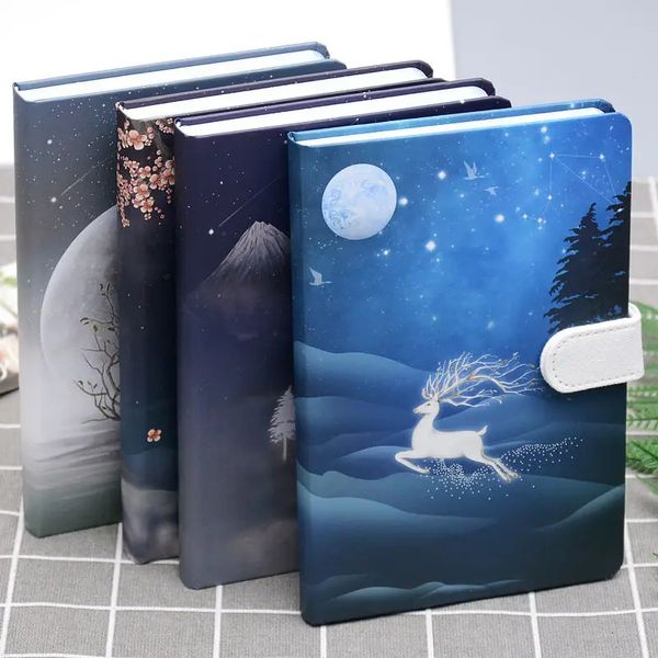 224 Seite niedliche Hirsch Notizbuch Magnetic Buckle Color Student Manual Ledger Notepad Diary Book 240510