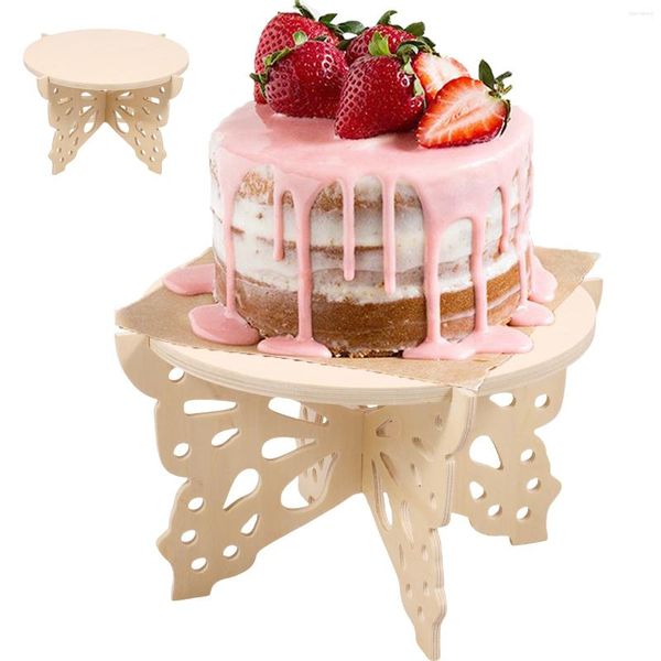 Bolo de madeira de armazenamento de cozinha Stand Stand Butterfly Sobersert Stands Rustic Weddical and Birthday Pedestal Tabest Pedaçam decoração de festa para a festa para