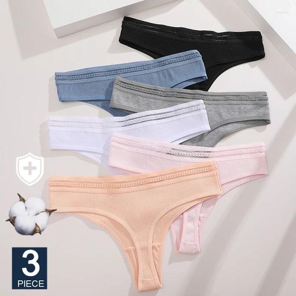 Mutandine femminili Finetoo 3pcs/set sexy cotone sexy g-hong trasparente nylon perizoma comodo lingerie t-back t-back intimate tanga