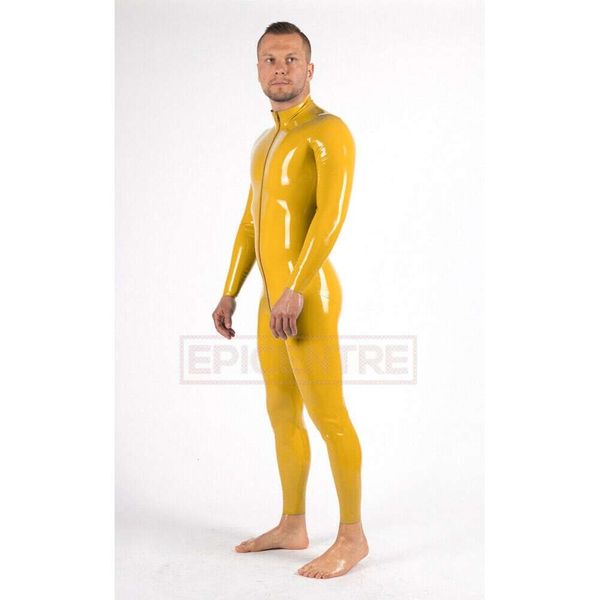 Latex Gummi Gummi Catsuit Gesamt Ganzanzug Cosplay -Spiel BodySuit Overall Yellow Anzug