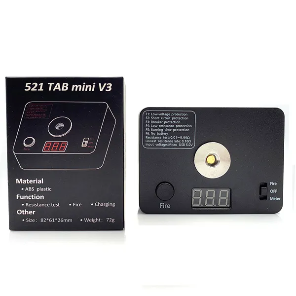 TAB Mini V3 Spulenwiderstandstest 3in 1 Ohm Tester Feuer Ohm Reader 18650 Ladedigital DIY Tool laden