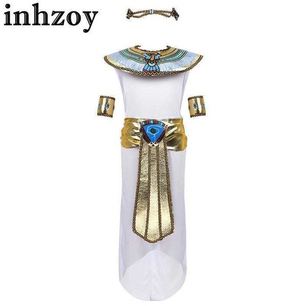 Tanzkleidung Kinder und Mädchen ägyptische Prinzessin Kleid Halloween Rollenspiele Party Kostüm Alte ägyptische Harao Cleopatra Rollenspiele Halskette Armband S