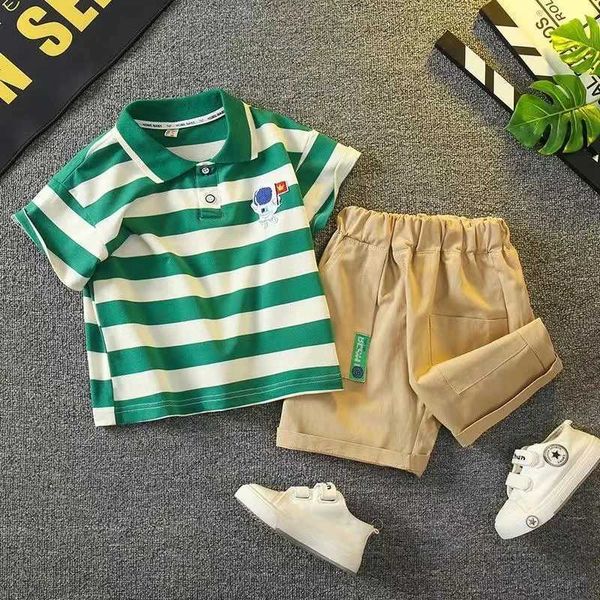 Kleidung Sets Childrens Kleidungsstück Set 0-5 Jahre alter Baby Jungen gestreift Kurzarm Set Baby Boy Summer Mode zweiteiler WX