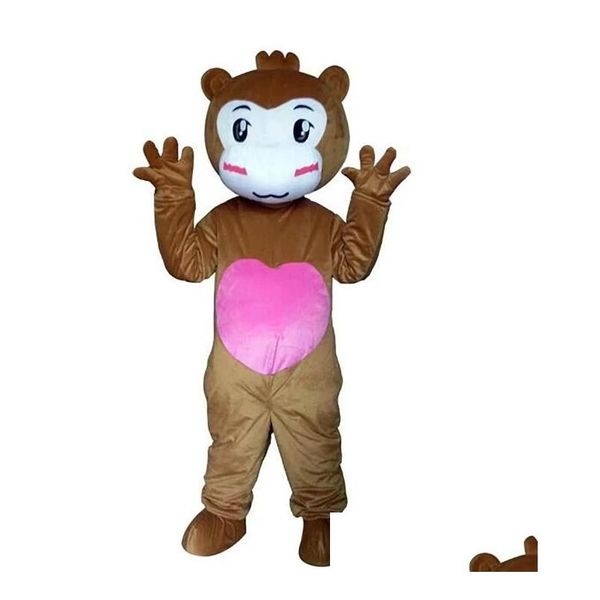 Maskottchen professionell adt Pink Herz Kostüm Cartoon Kostüme Party Weihnachtsfleisch lockiger Affe Maskottter Drop Lieferbekleidung Kostüme Dhako