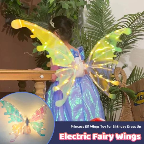 Toy LED Rave Toy Electric Feen Flügel leuchten für Mädchen Kinder Spielzeug Kostüm Elf Luminous Led Music Kleid Schmetterling Engel Prinzessin 2312