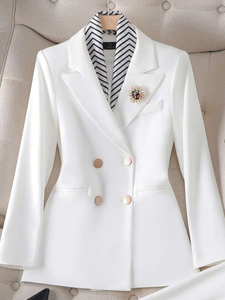 Office Wear Blazer -Anzug Set Frauen elegante Damen Langarm Doppelbrust Fasahion Slim Jacke lässige Chic Pant
