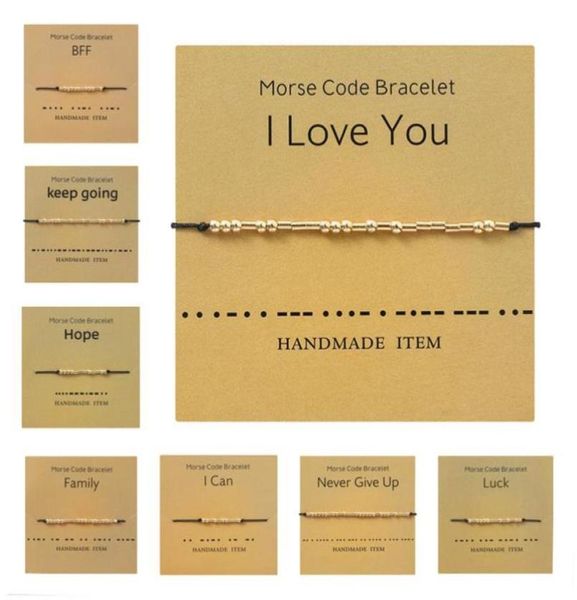 Link -Kette Morse Code Serie Offene Manschetten Armbänder Armbänder für Frauen Männer Valentiner Freundschaft Goldfarbe Verstellbares Geschenk4300806