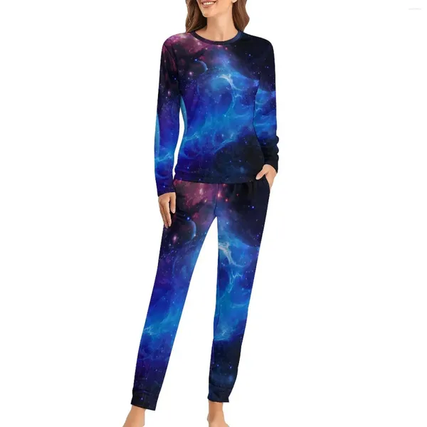 Женская одежда для сна Blue Galaxy Pajamas Overse Space Print Мода пижама наборы женская 2 штука. Поврежный негабаритный печатный подарок