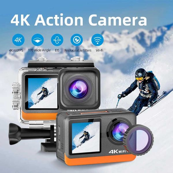 Fotocamere di video sport fotocamera Ultra HD Action Camera 4k60fps 2.0 touch IPS a doppia scherma