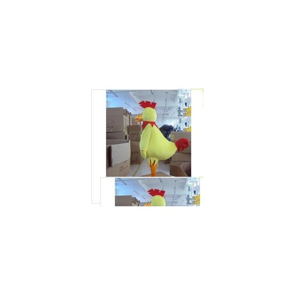 Mascote de alta qualidade grande orgulhoso frango amarelo fantasia desenho animado adt traje animal.Trajes de vestuário de entrega de gota dhdzp