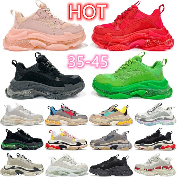 Designerschuhe Triple S Casual Schuhe Männer Frauen Plattform Sneaker klare alleinige schwarze weiße grau rot rosa blau Royal Neon Green Beige Frauen Herren Trainer Tennisschuh 35-45