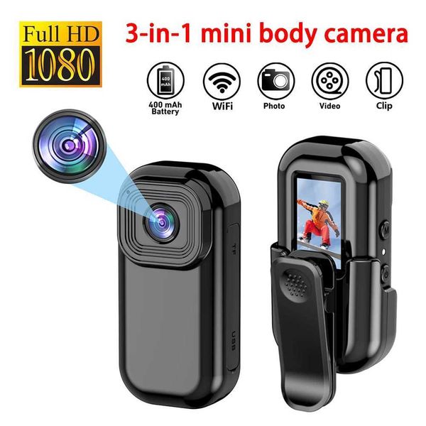 Sport -Action -Videokameras 1080p Wireless Mini Camera WiFi Tragbare Humankamera Action Kamera Sportsport DV mit Bildschirm Videoaufnahme Taschenkamera Heckclip J24051