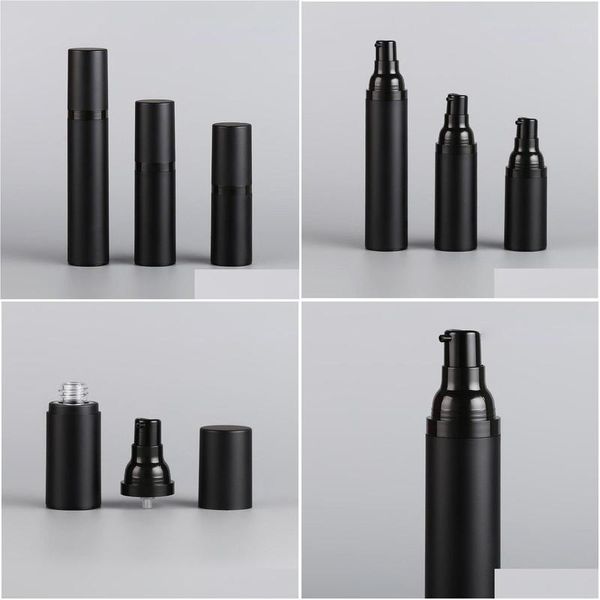 Garrafas de embalagem por atacado 15ml 30 ml preto sem ar -garrafas Bomba de creme para recipiente de plástico Spray Vaccum Dispensador de cosméticos para DHKXF