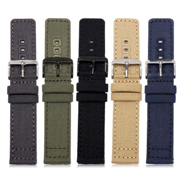 Посмотреть полосы Beafiry Canvas Band 18 мм 20 мм 22 мм Quick Release Nylon Braps Watch -полосы спорта для Huawei Black Blue Green 251n