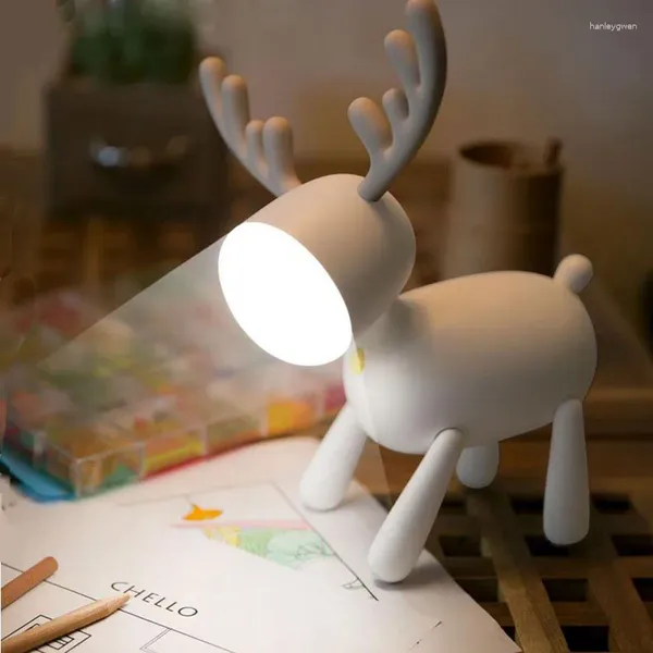 Tischlampen LED USB -Ladung Elch Nachtlicht niedliche Hirschatmosphäre Intelligentes Timing Schöne Leselampe Geschenk