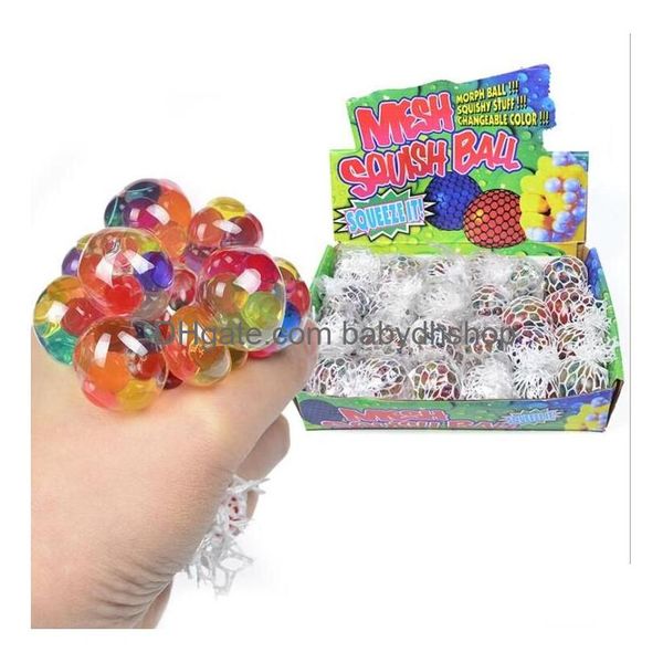 Dekompression Spielzeug 5,0 cm Farbperlen Mesh Squish Traubenkugel Zappeln Anti -Lüftungsbälle Squeeze Angst Ablagerung Drop -Lieferung Spielzeug GI DH6EO