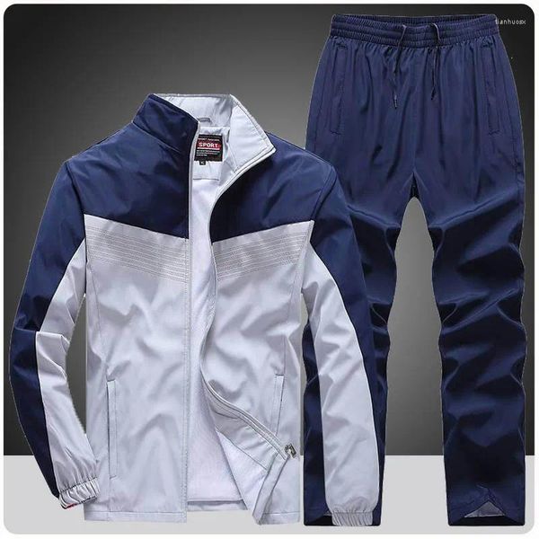 Laufsets 2024 Marke Loose Herren Set Spring Sports Jacke Hosen Trailsuit Mode männliche Sweatsuit Ropa Deportiva Hombre