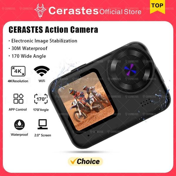 Sport-Action-Videokameras Cerastes 2023 New 4K60FPS WiFi Anti-Shake-Action-Kamera Geben