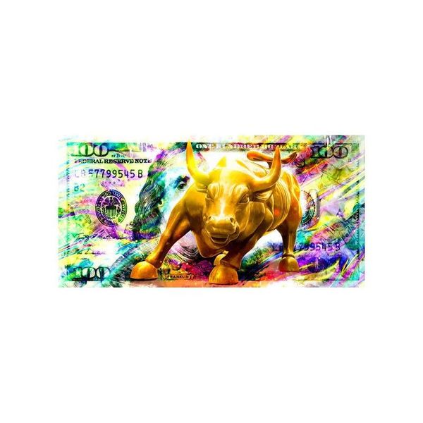 Gemälde Angry Kuhgeld BL Bär abstrakter Tier Dollar Leinwand Malereien Poster Drucke Wandkunst Bild Wohnzimmer Wohnzimmer Dekor Cuadr Dhi85