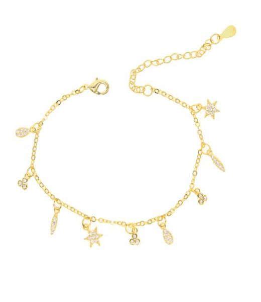 Modeschmuck zarter CZ Charme winziges süßes Mädchen Goldkette 165 cm Luxus Baumle Charme Gold plattiert Armband 9299416