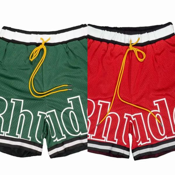 2023 Rhude Shorts Designer Herren Basketball Panel Court Logo Schwimmstämme Schweiß Senna Flug Yachting Short Bottoms Fashion Blue Green Black S Rhudes Rhudes