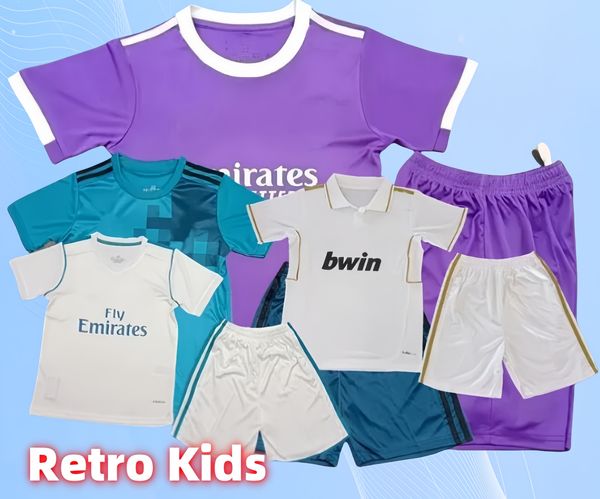 Retro Kids Classic Classic Real Kids Soccer Jerseys 2011 12 14 15 16 17 18 Benzema Marcelo Isco Carvajal Bale Sergio Ramos Madrid Ronaldo Crianças de meninos Kit Meninas Camisa de futebol